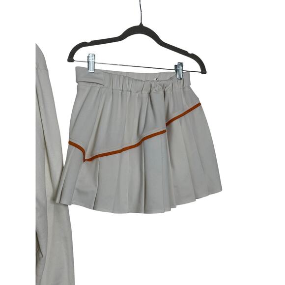 Ciao Lucia Tennis Sweatshirt Skirt Set Women's Large Ivory Clay Orange Trim - Picture 7 of 8
